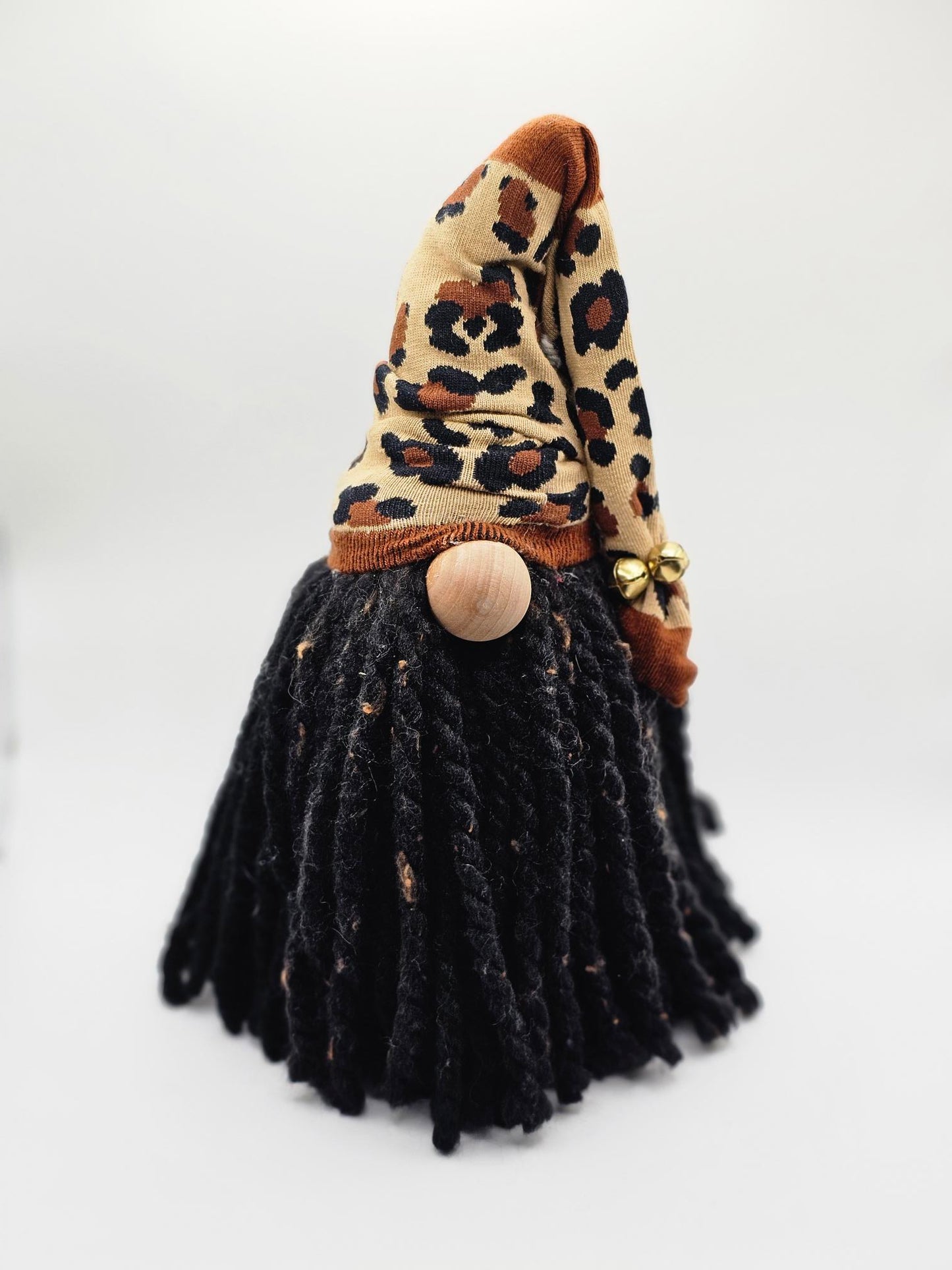 Large Black Leopard Print Gnome