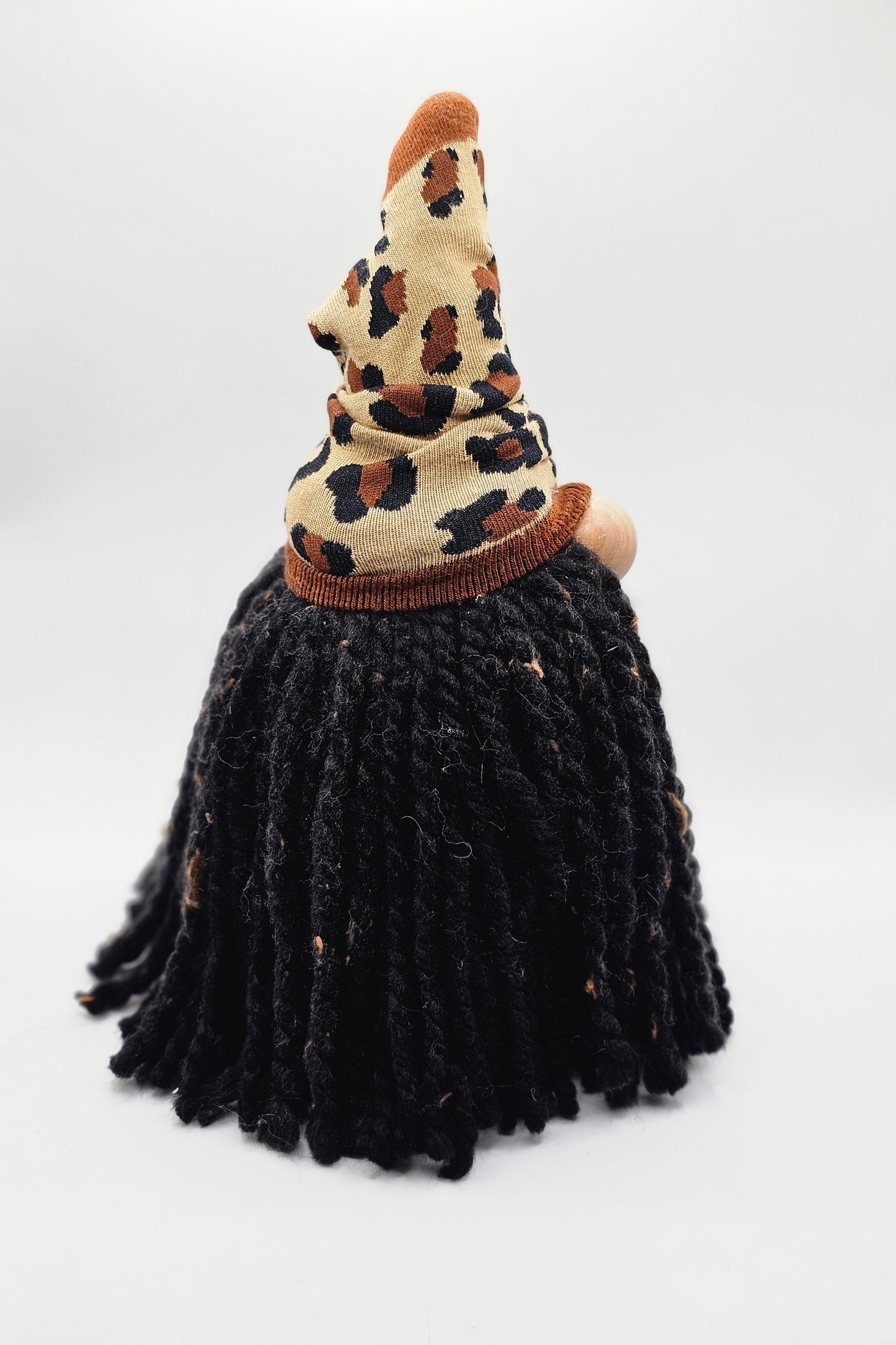 Large Black Leopard Print Gnome